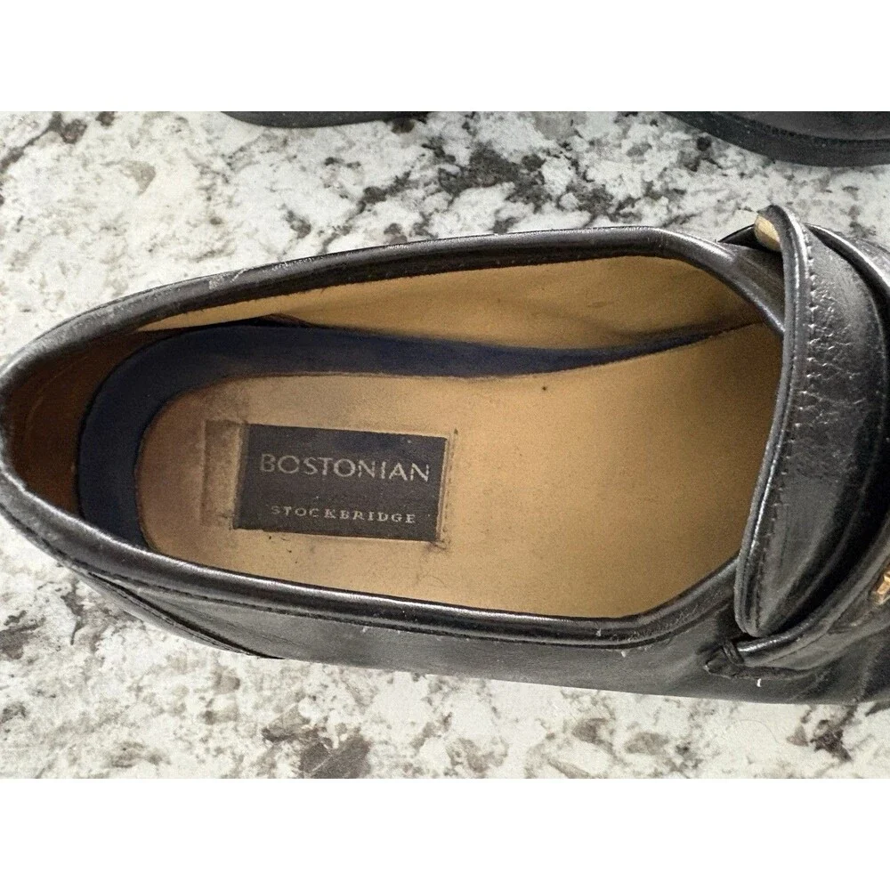 BOSTONIAN MENS LEATHER LOAFERS DRESS SHOES BLACK 9.5 MENS